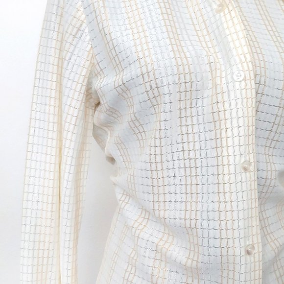 Vintage 1970s Metallic Thread Button Up Shirt - Picture 4 of 7